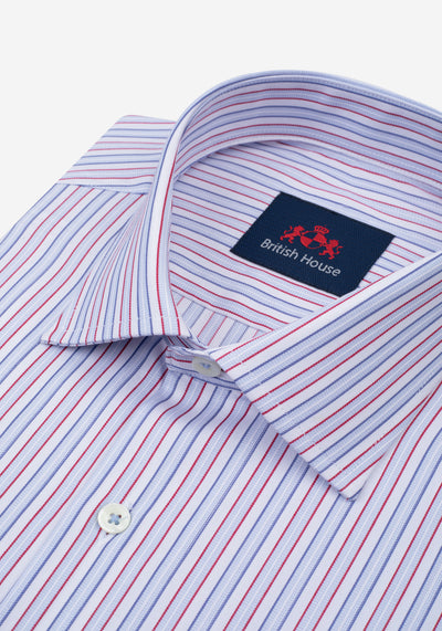 White Parti-Colored Stripe Twill Shirt