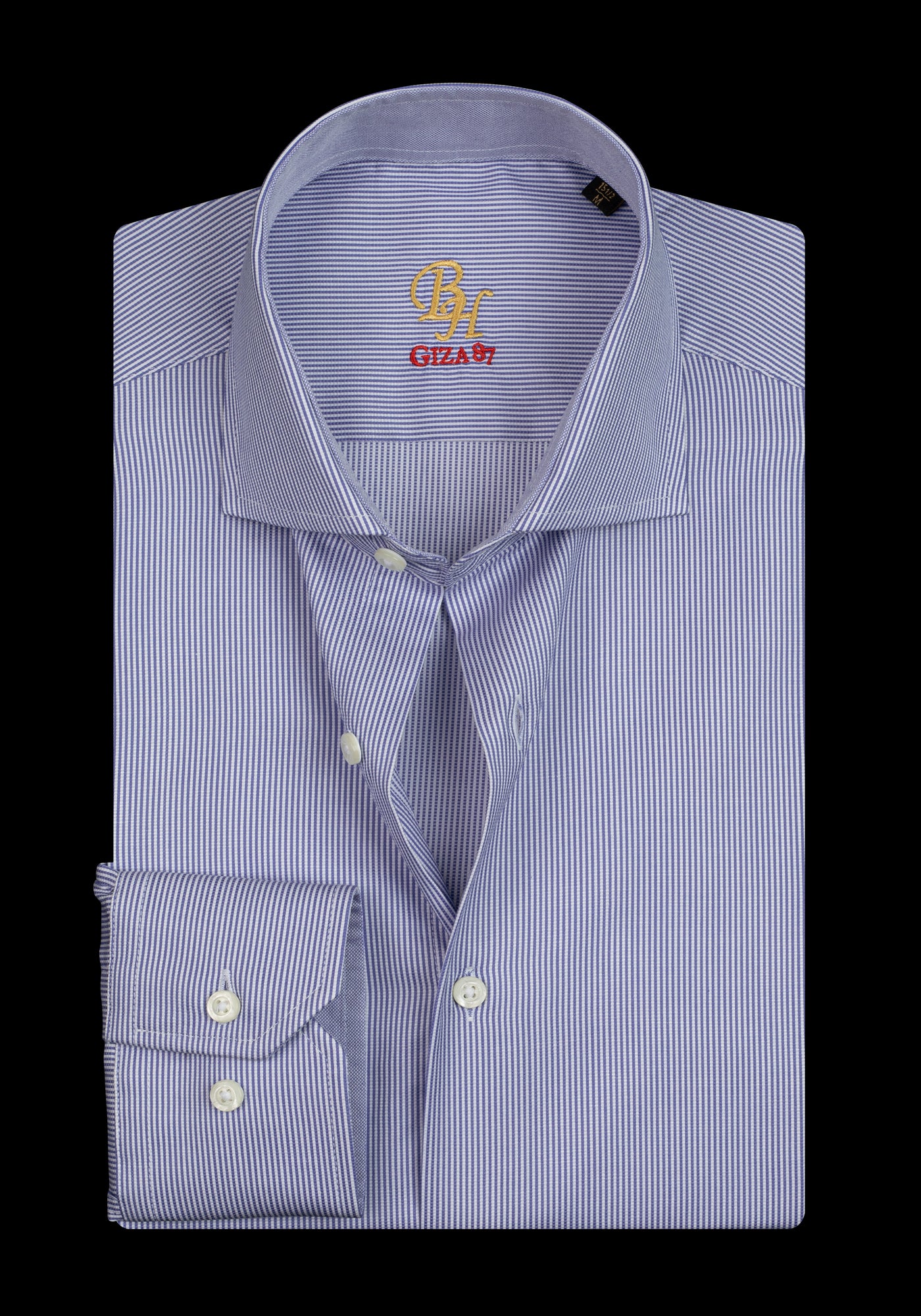 Giza 87 Cotton Harbor Blue Stripe Basket Weave Shirt