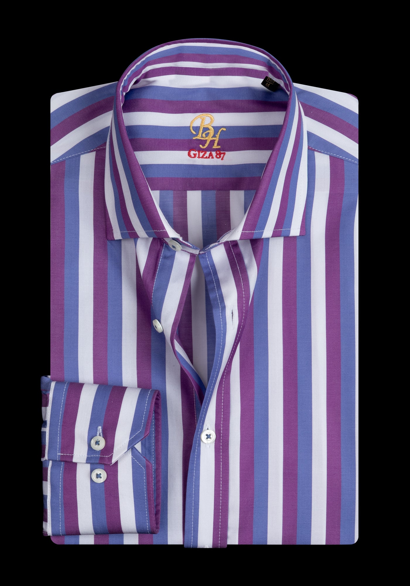 Giza 87 Cotton Parti-Colored Stripe Fine Twill Shirt