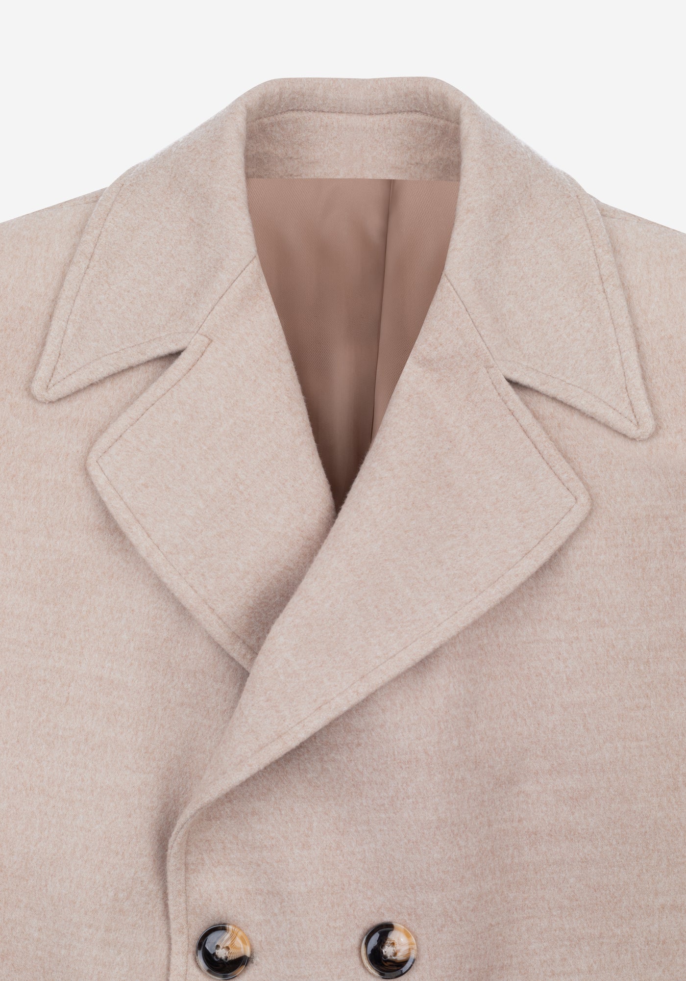 Desert Beige Double-Breasted Poly Coat