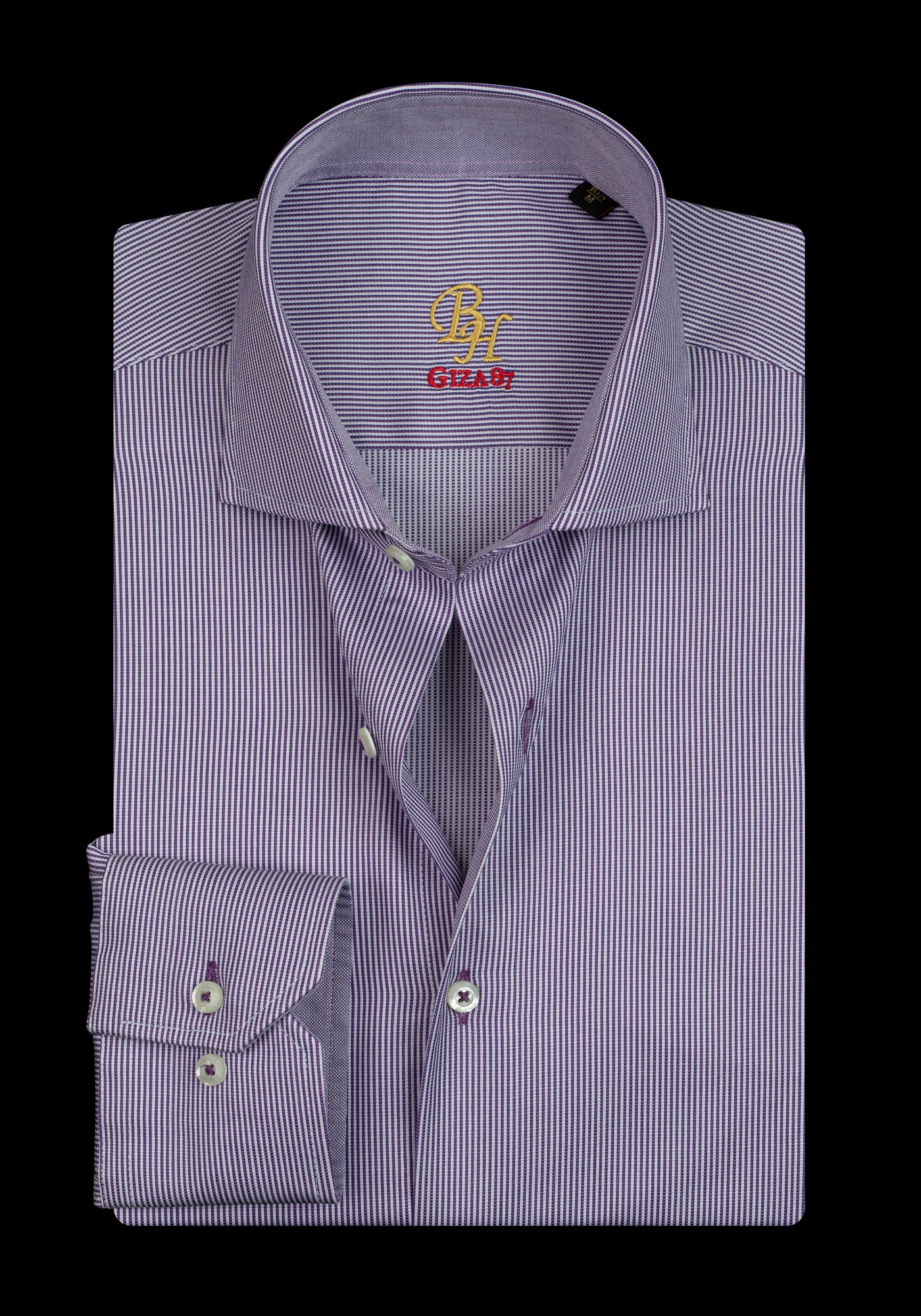 Giza 87 Cotton Haze Purple Stripe Basket Weave Shirt