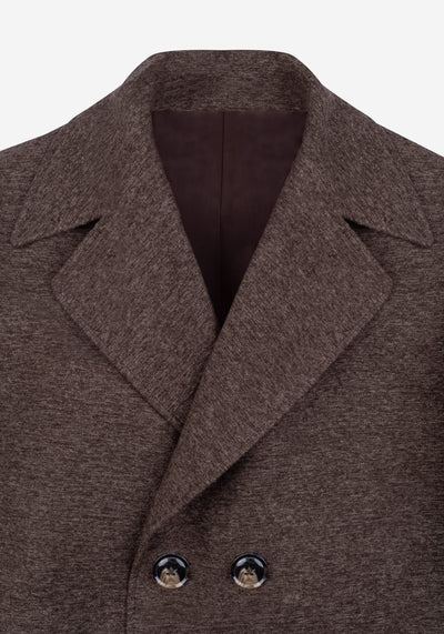 Truffle Brown Double-Breasted Poly Coat