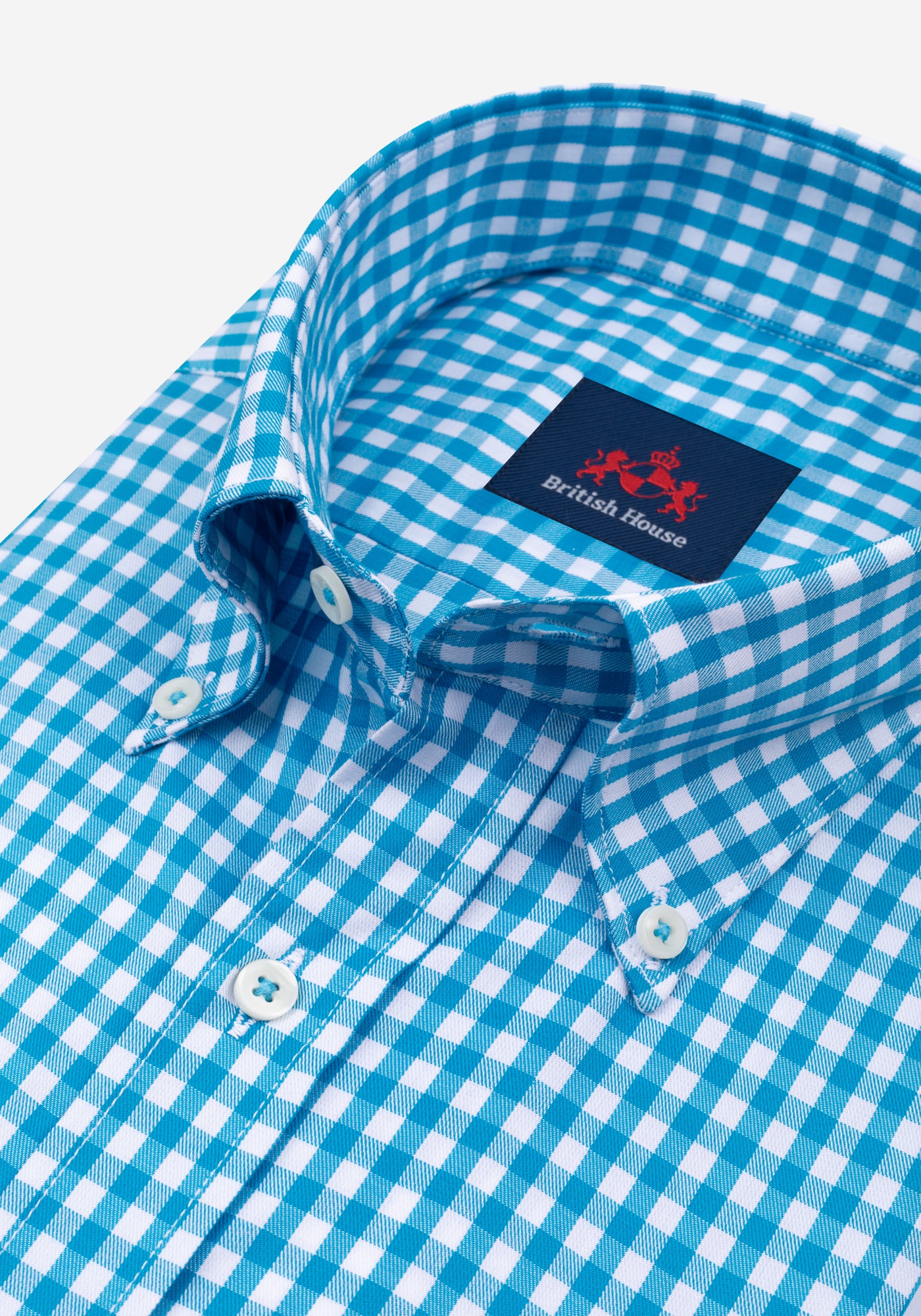 Aqua Blue Checked Twill Shirt