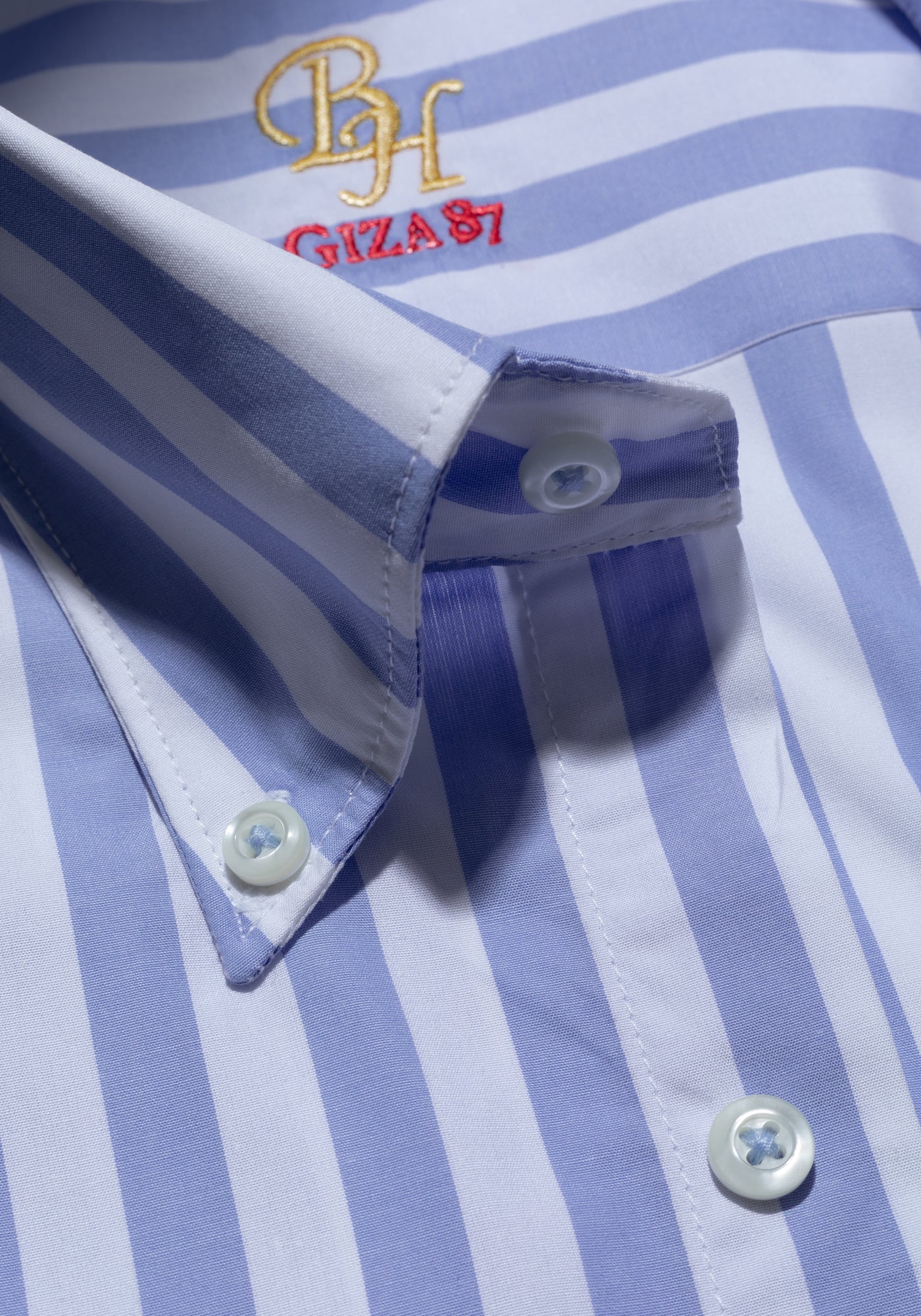 Giza 87 Cotton Pacific Blue Stripe Fine Oxford Shirt