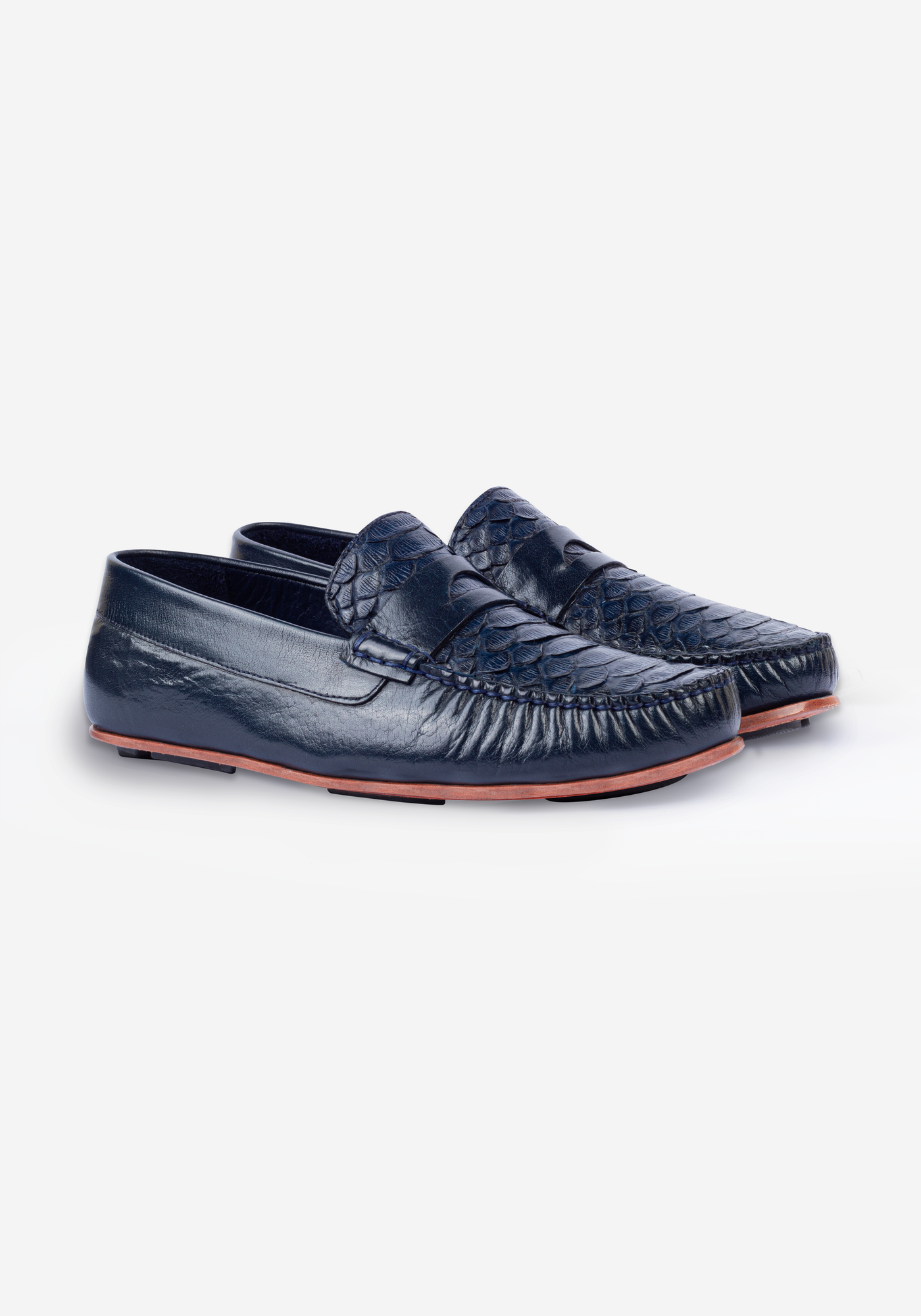 Imperial Navy Croco Calf-Skin Leather Slip On