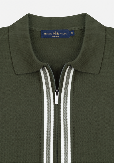 Dim Olive Zip Cotton Pullover