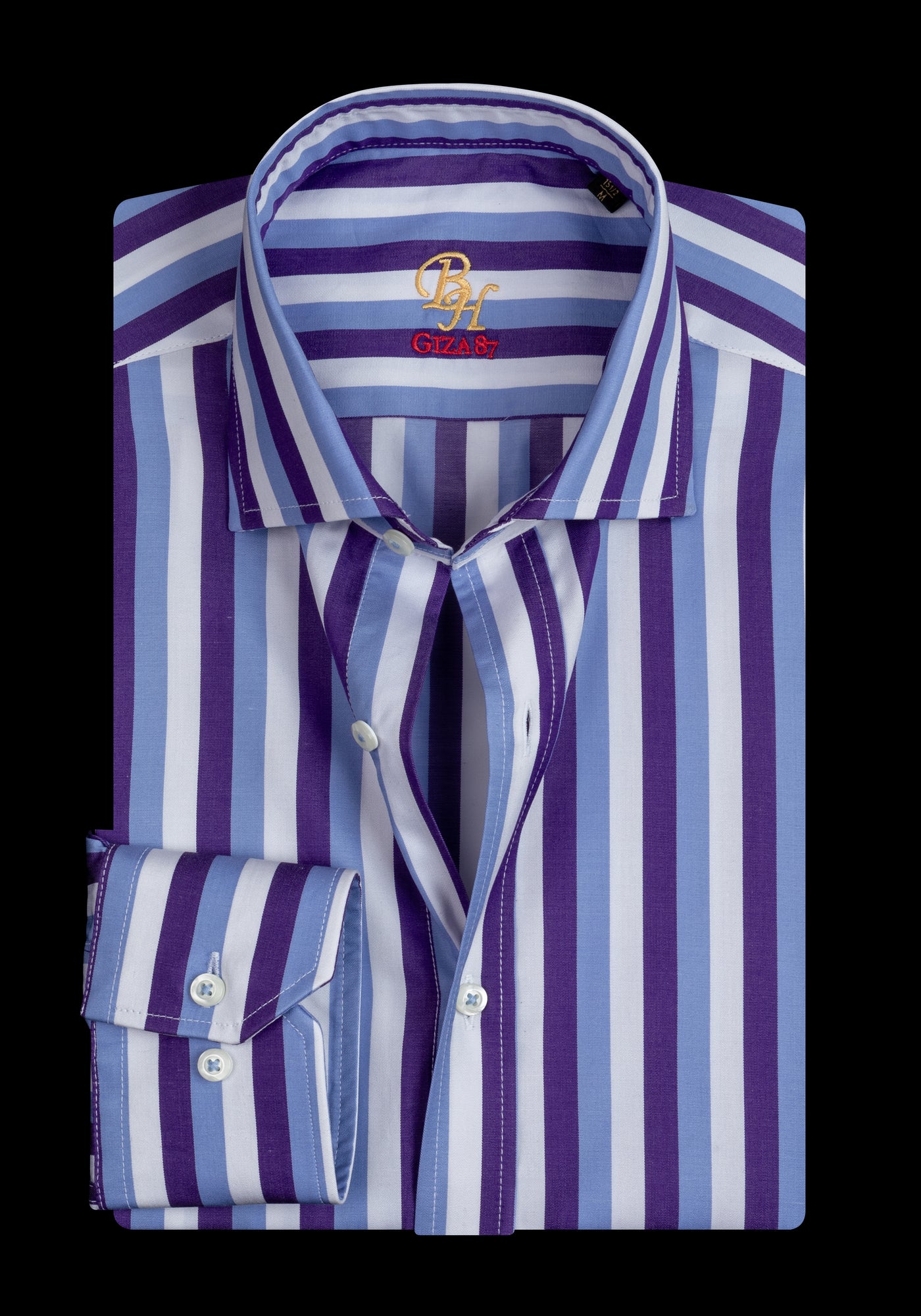 Giza 87 Cotton Parti-Colored Stripe Fine Twill Shirt