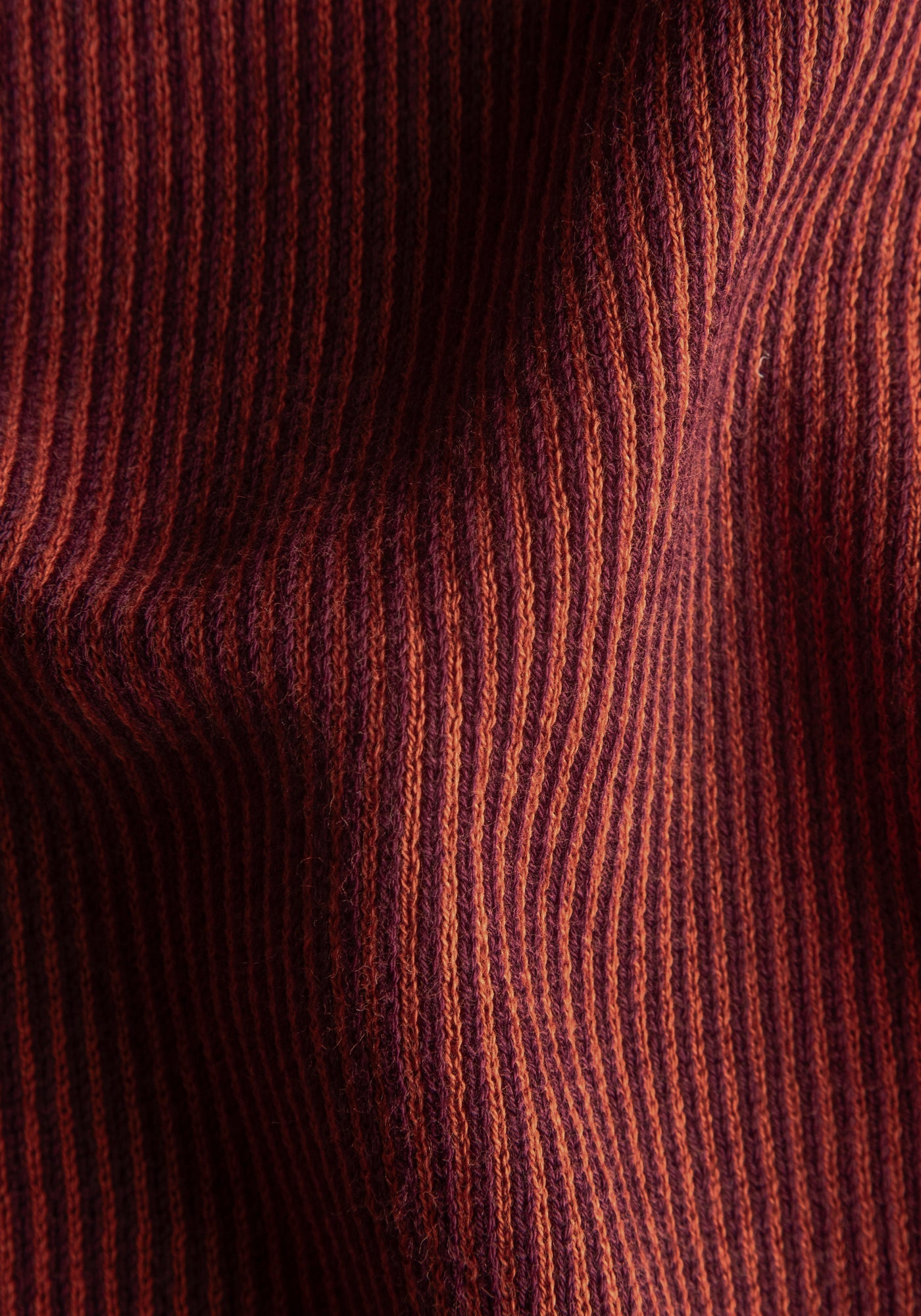 Pumpkin Orange Maroon Stripe Turtle Neck Pullover