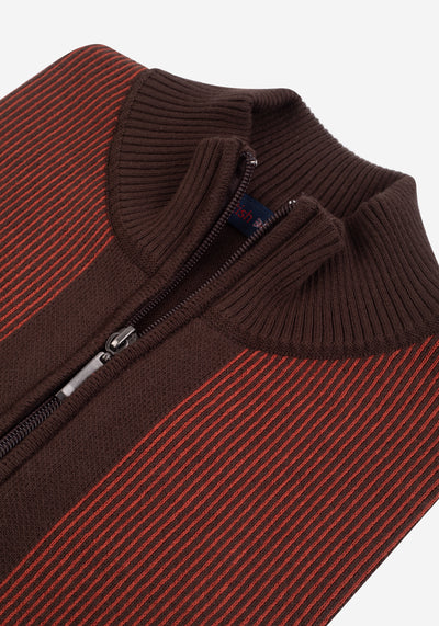 Ginger Orange Brown Stripe Turtle Neck Pullover