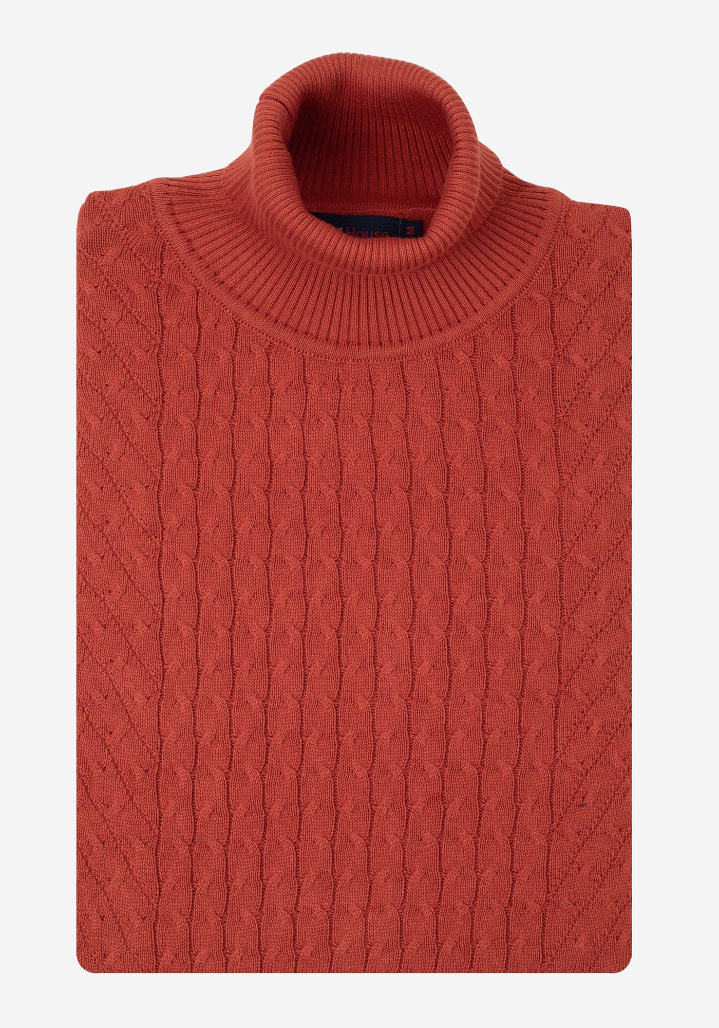 Rustic Orange Braided Turtle Neck Pullover