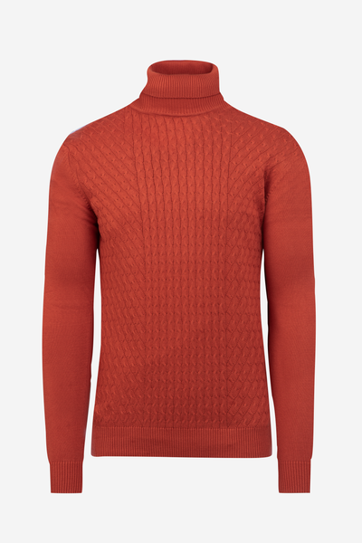 Rustic Orange Braided Turtle Neck Pullover