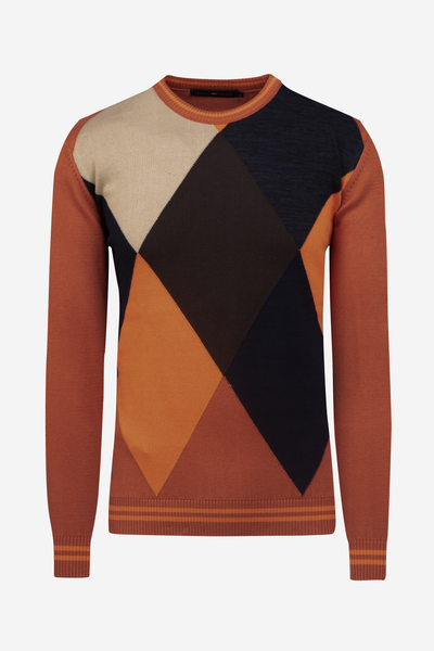 Tan Orange Rhombus Pullover