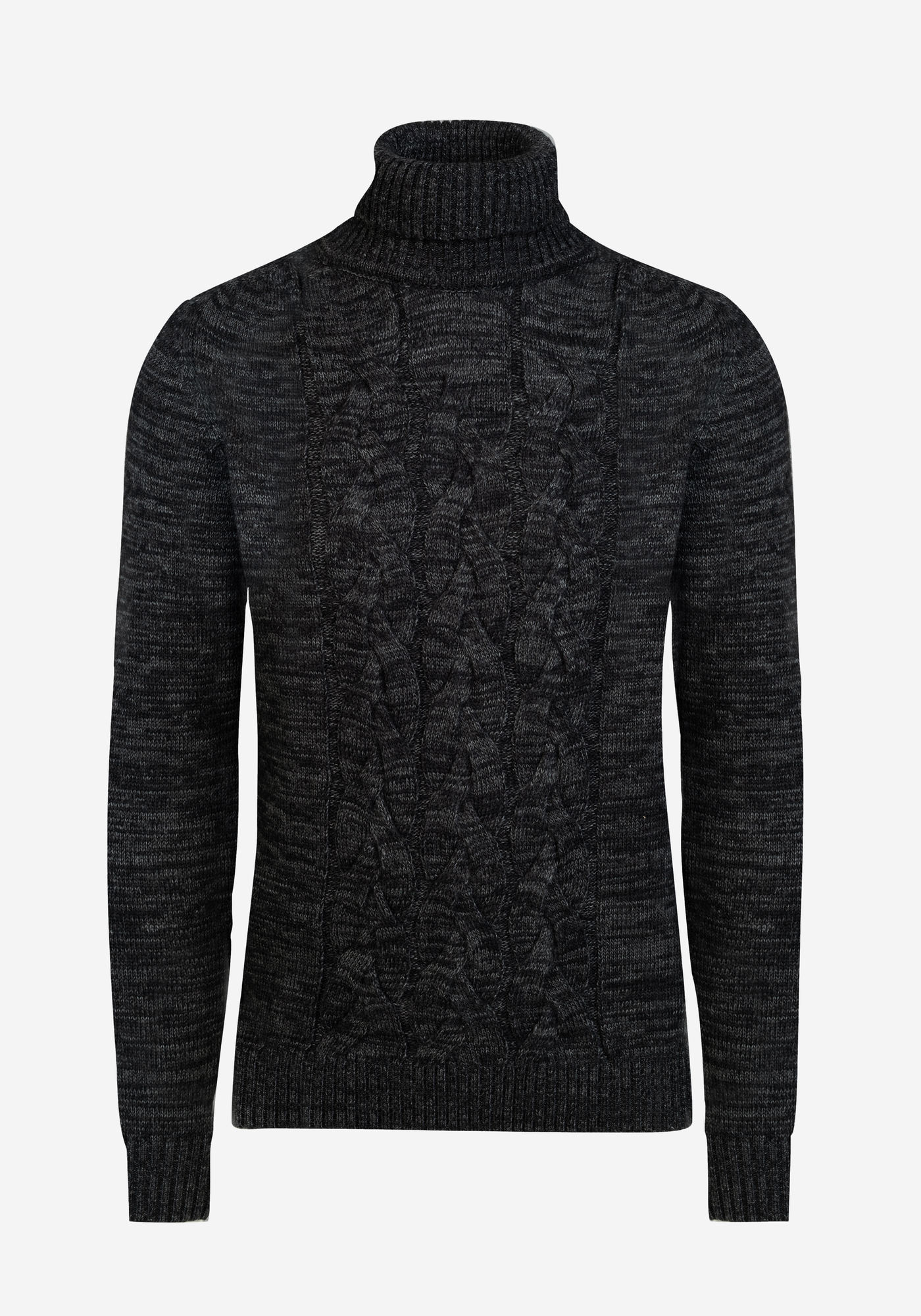 Charcoal Grey Braided Turtle Neck Pullover