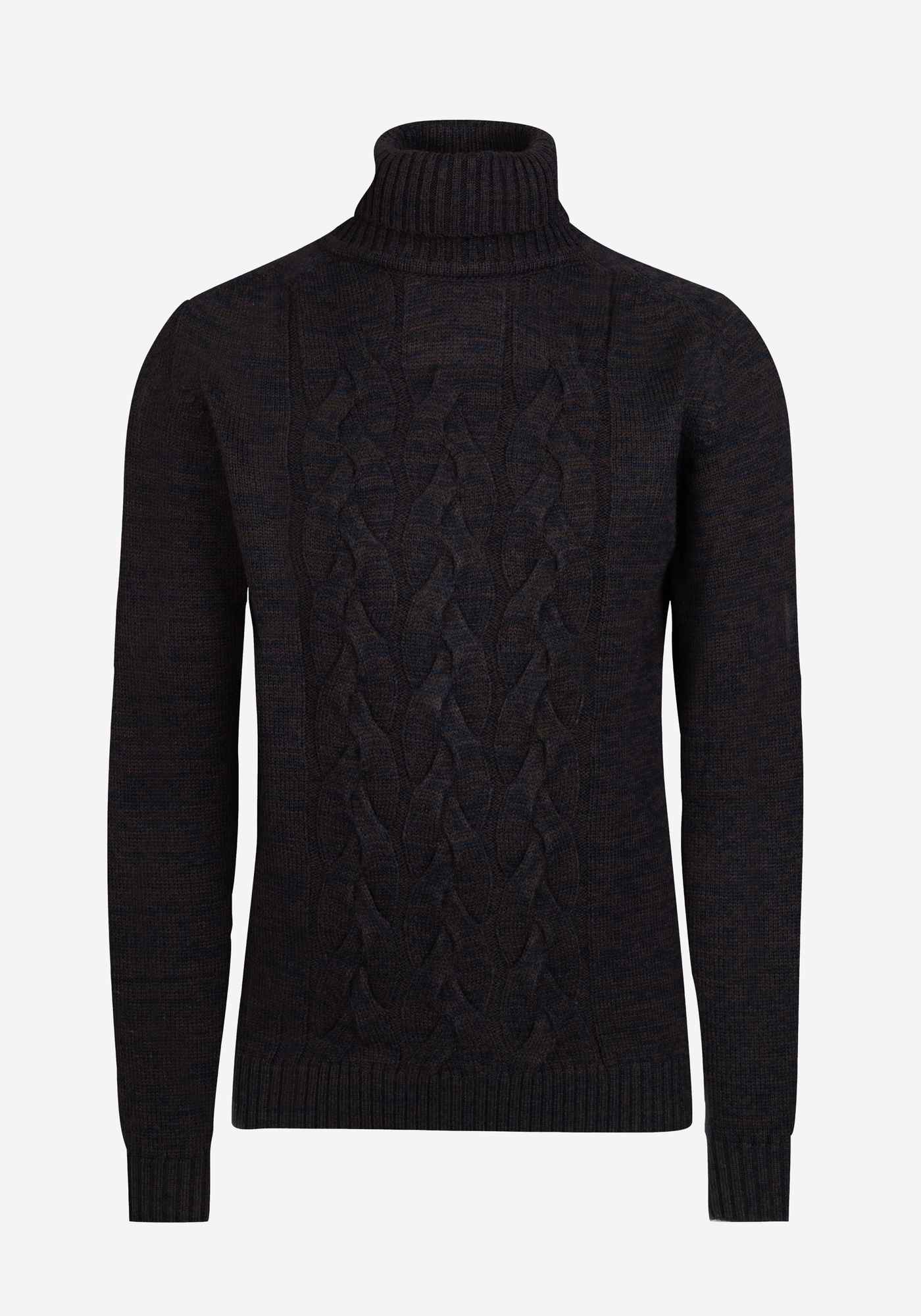 Bistre Brown Braided Turtle Neck Pullover