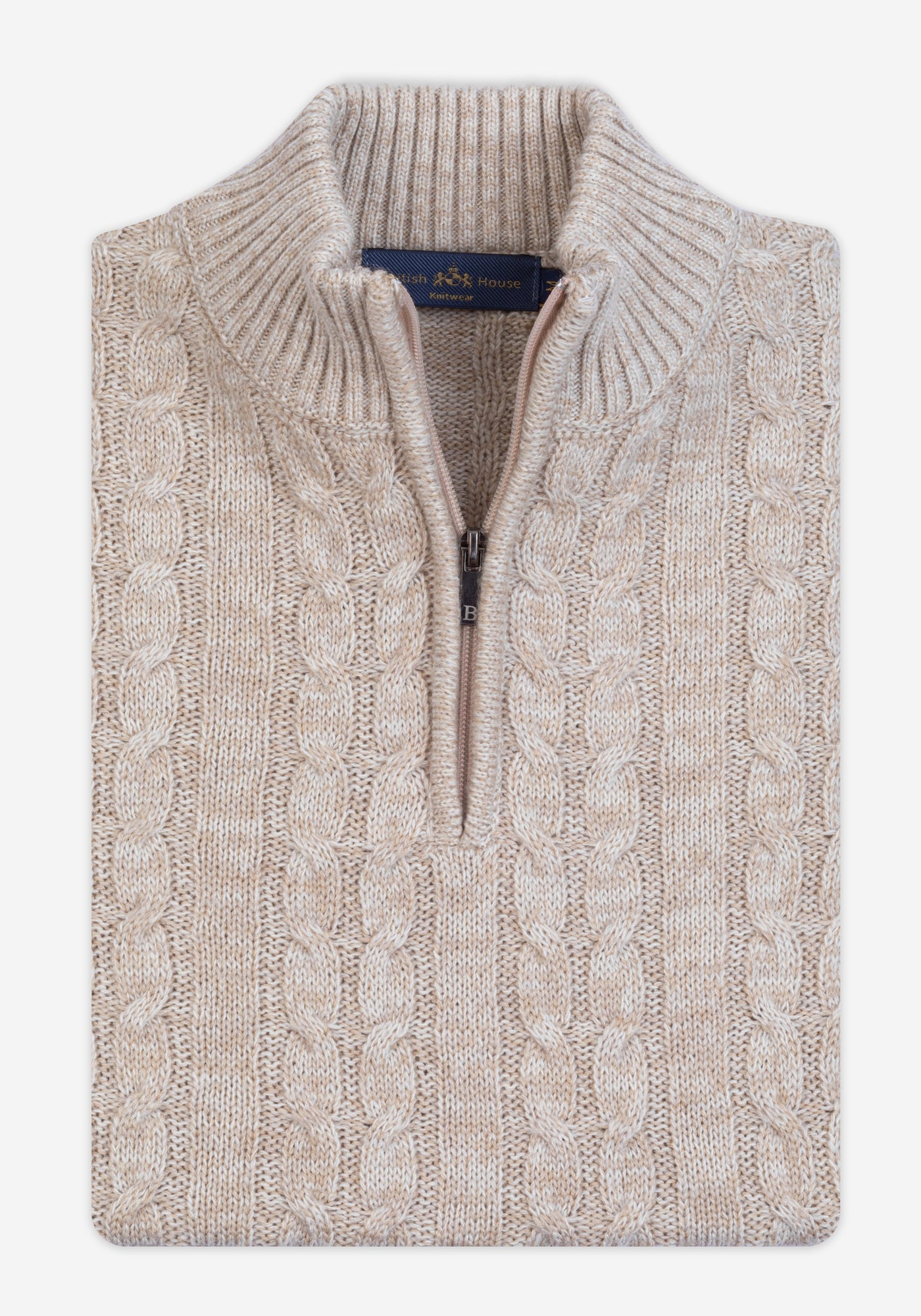 Wisp Beige Braided Zipped Pullover