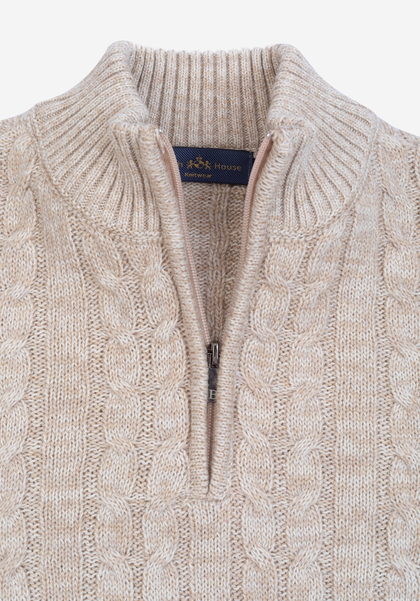 Wisp Beige Braided Zipped Pullover