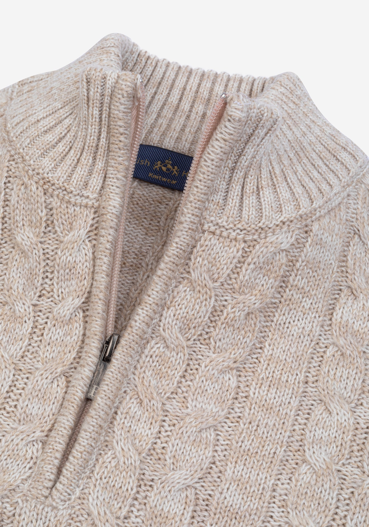 Wisp Beige Braided Zipped Pullover