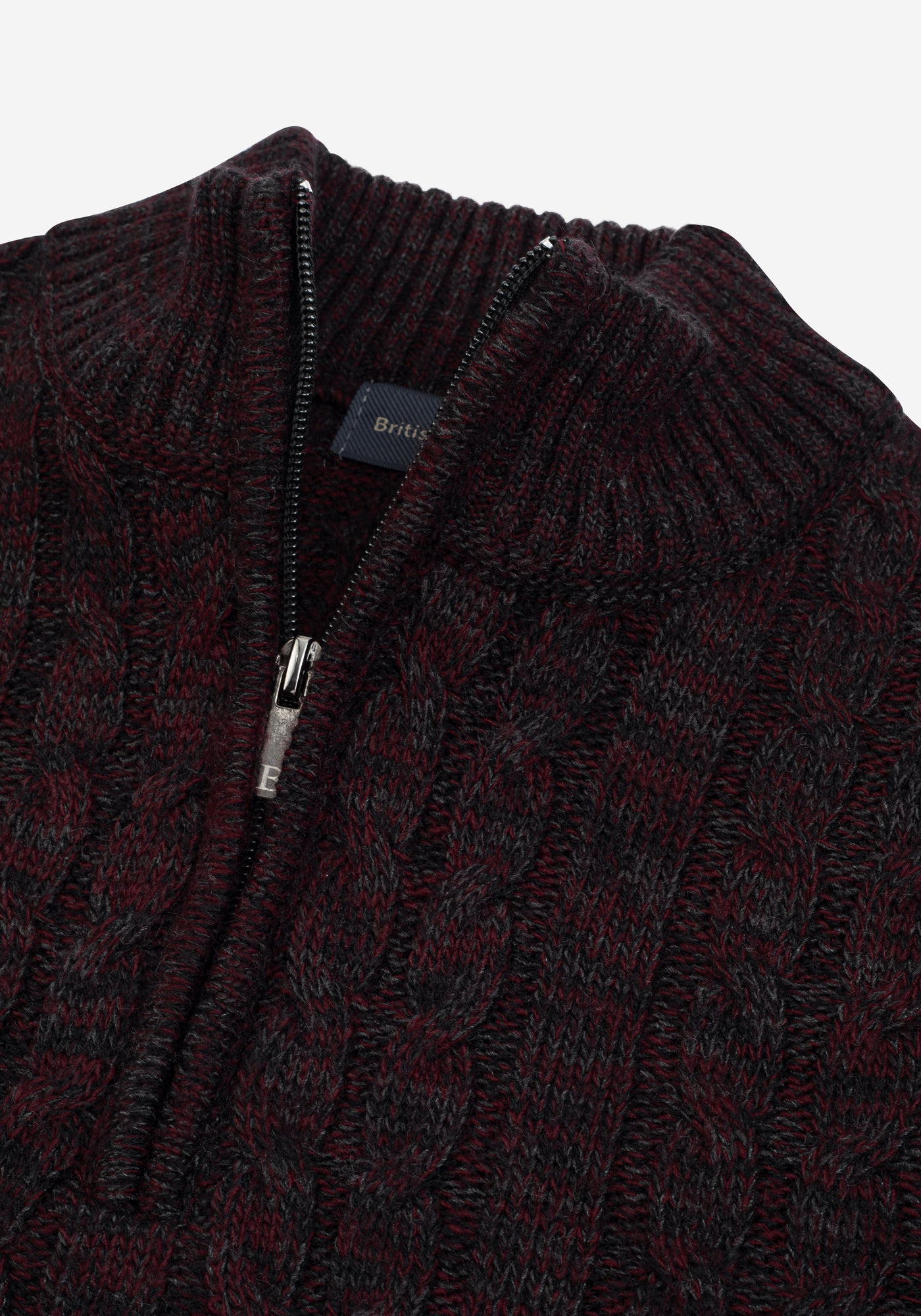 Brick Red Braided Zipped Pullover