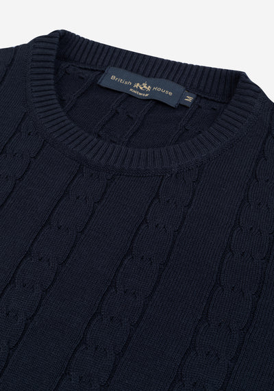 Classic Navy Braided Pullover