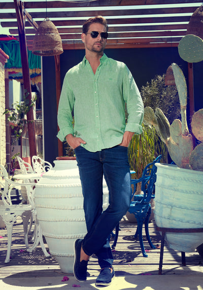 Lime Green Belgian Linen Shirt