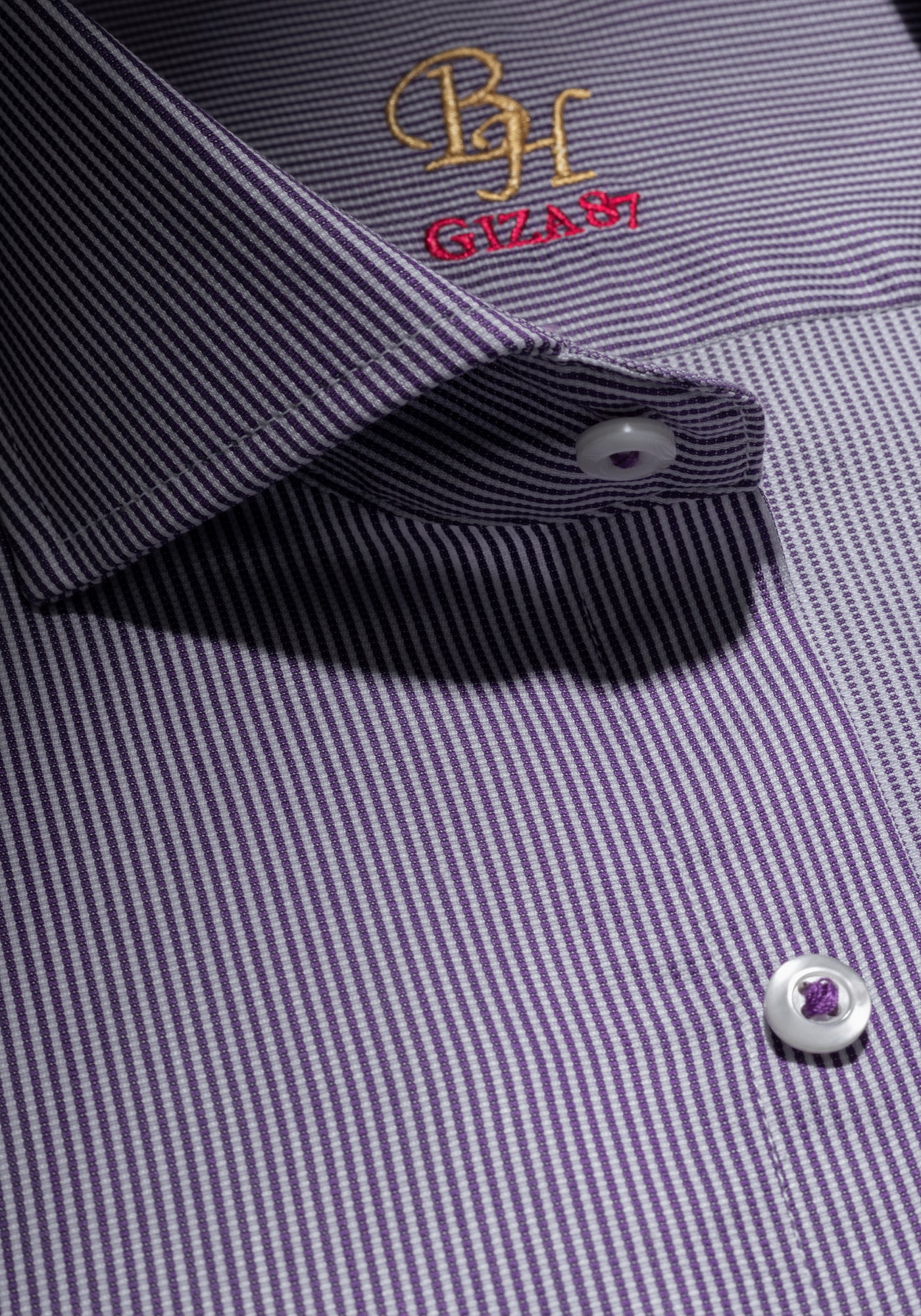 Giza 87 Cotton Haze Purple Stripe Basket Weave Shirt