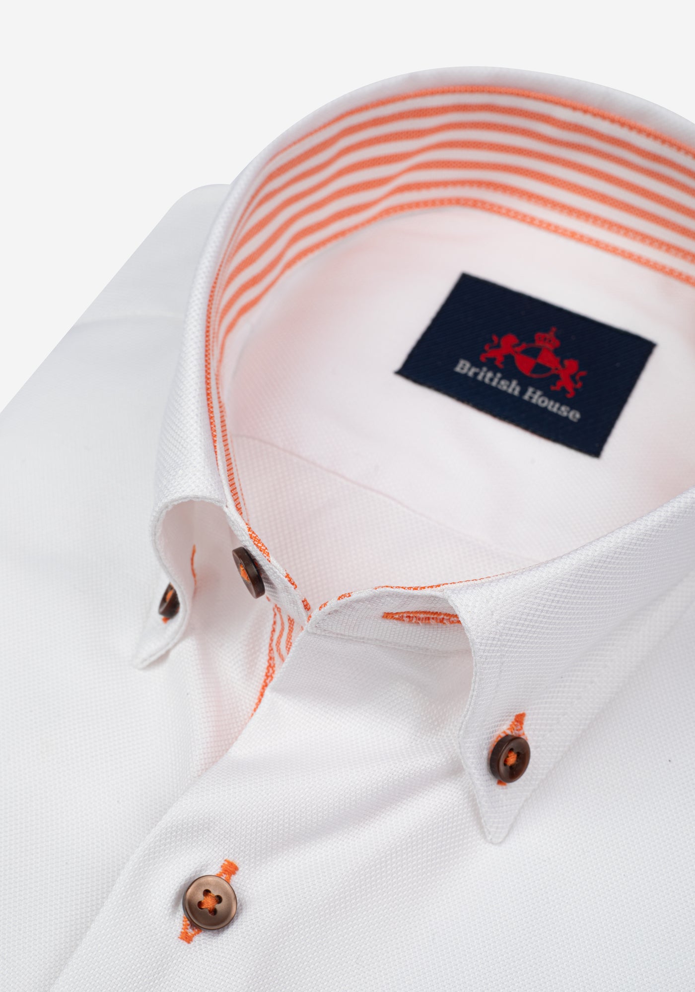 White Vivid Orange Soft Oxford Shirt