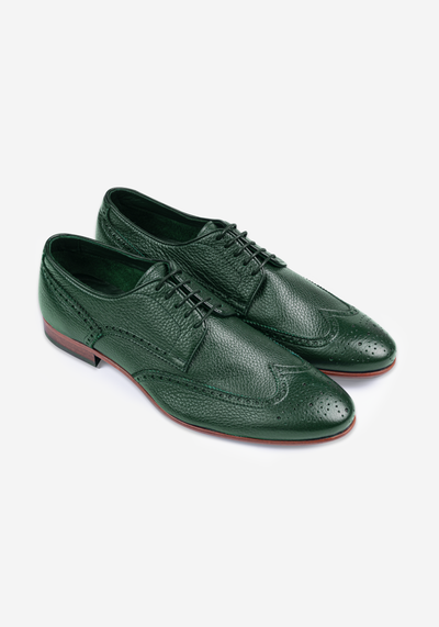 Clover Green Calf-Skin Brogue Leather Lace-up