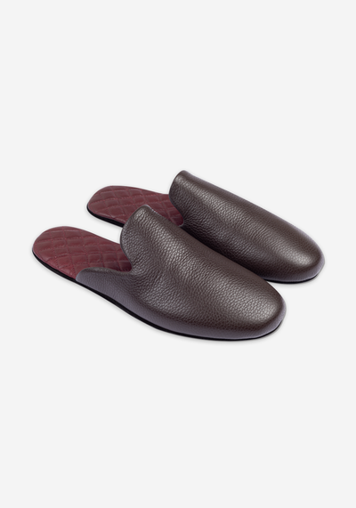 Amber Brown Calf-Skin Leather English Slipper