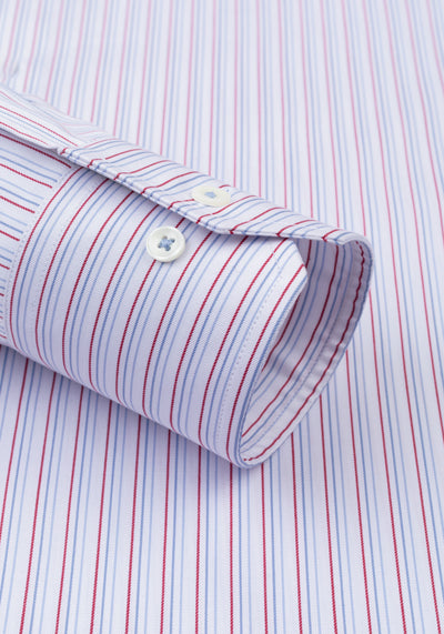 White Parti-Colored Stripe Twill Shirt