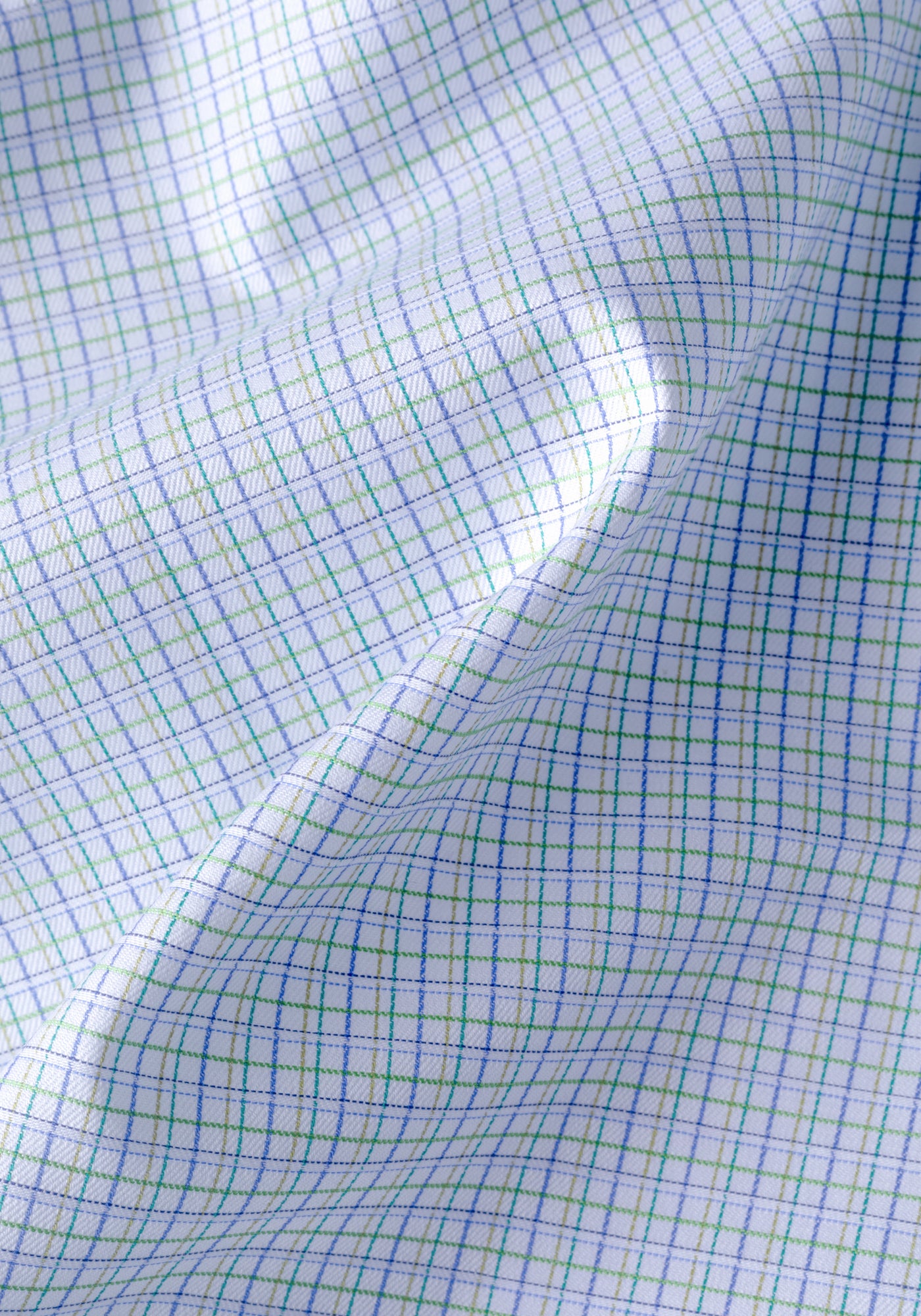 White Clear Blue Checked Twill Shirt