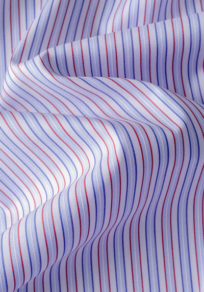 White Parti-Colored Stripe Twill Shirt