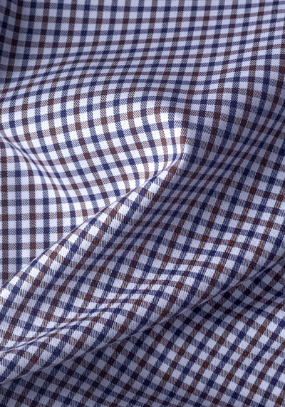 Classic Navy Brown Checked Twill Shirt