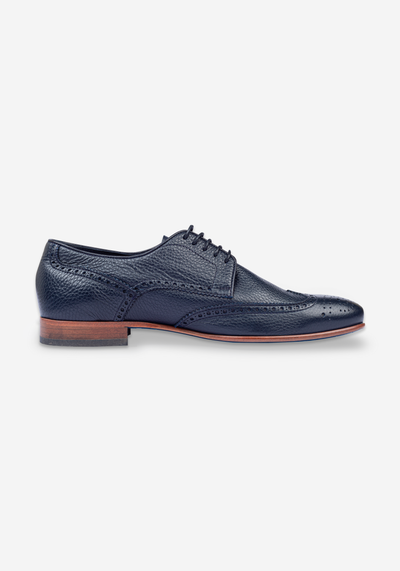 Steel Blue Calf-Skin Brogue Leather Lace-up