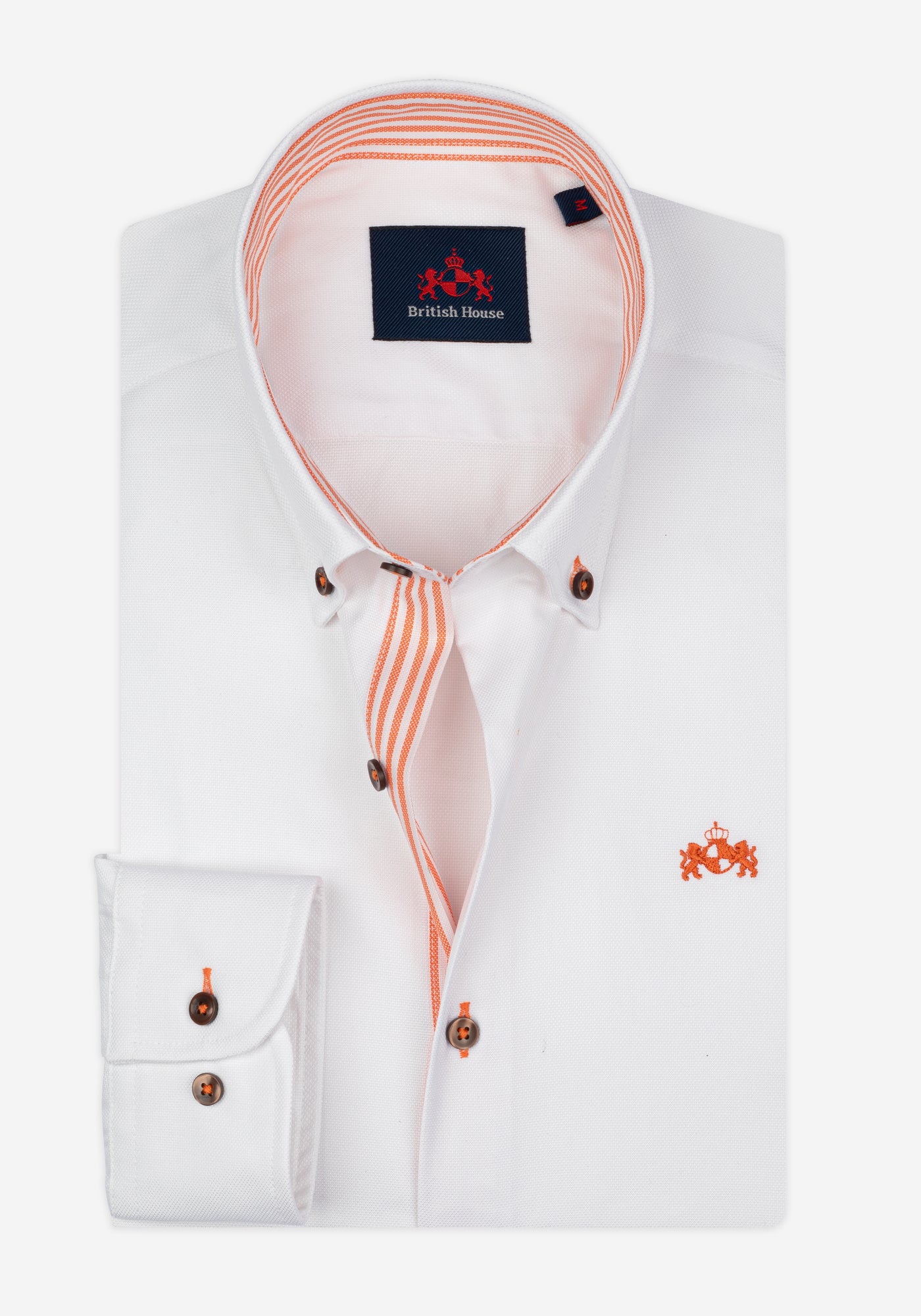 White Vivid Orange Soft Oxford Shirt