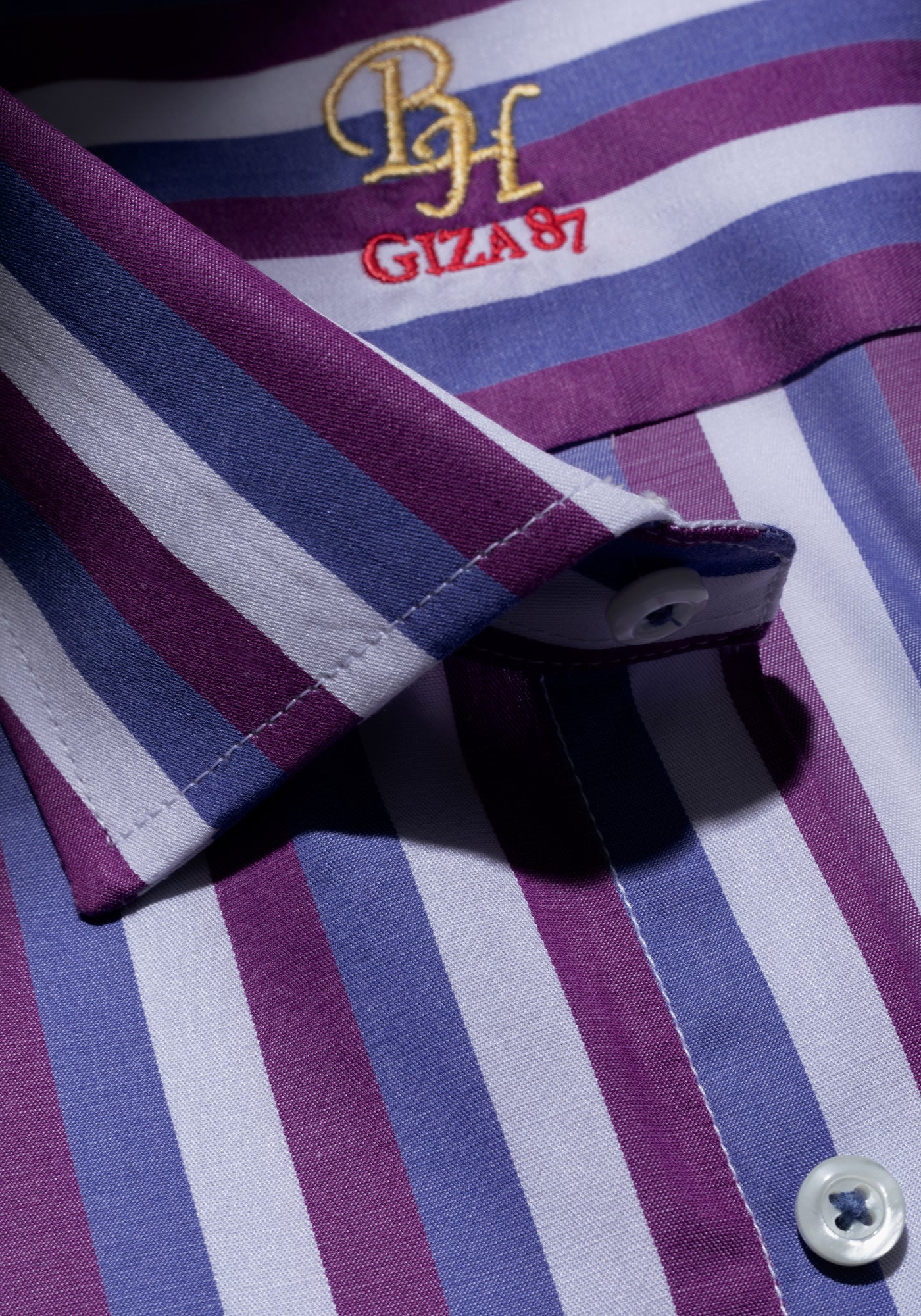 Giza 87 Cotton Parti-Colored Stripe Fine Twill Shirt