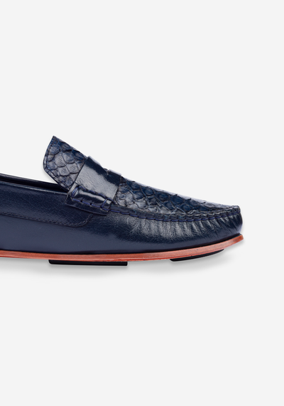 Imperial Navy Croco Calf-Skin Leather Slip On