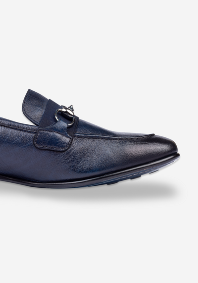 Ether Blue Calf-Skin Leather Shoes