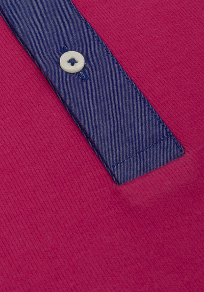 Raspberry Red Cotton Polo Shirt - Long Sleeve