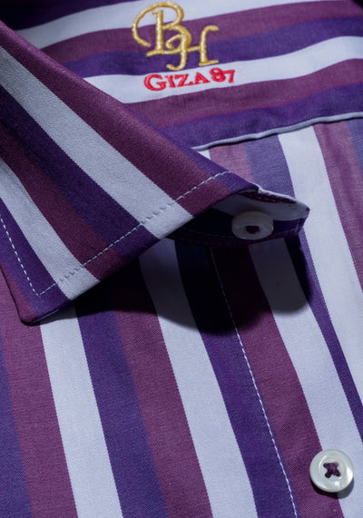 Giza 87 Cotton Parti-Colored Stripe Fine Twill Shirt