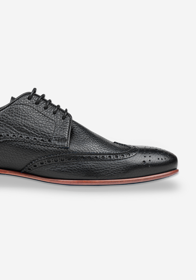 Lunar Black Calf-Skin Brogue Leather Lace-up