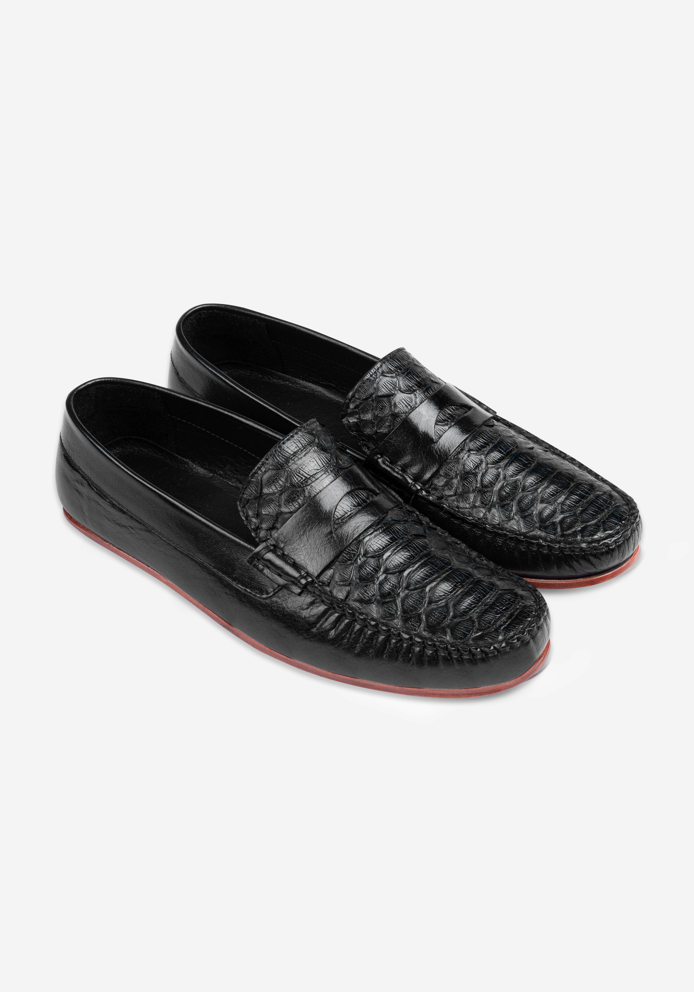 Carbon Black Croco Calf-Skin Leather Slip On