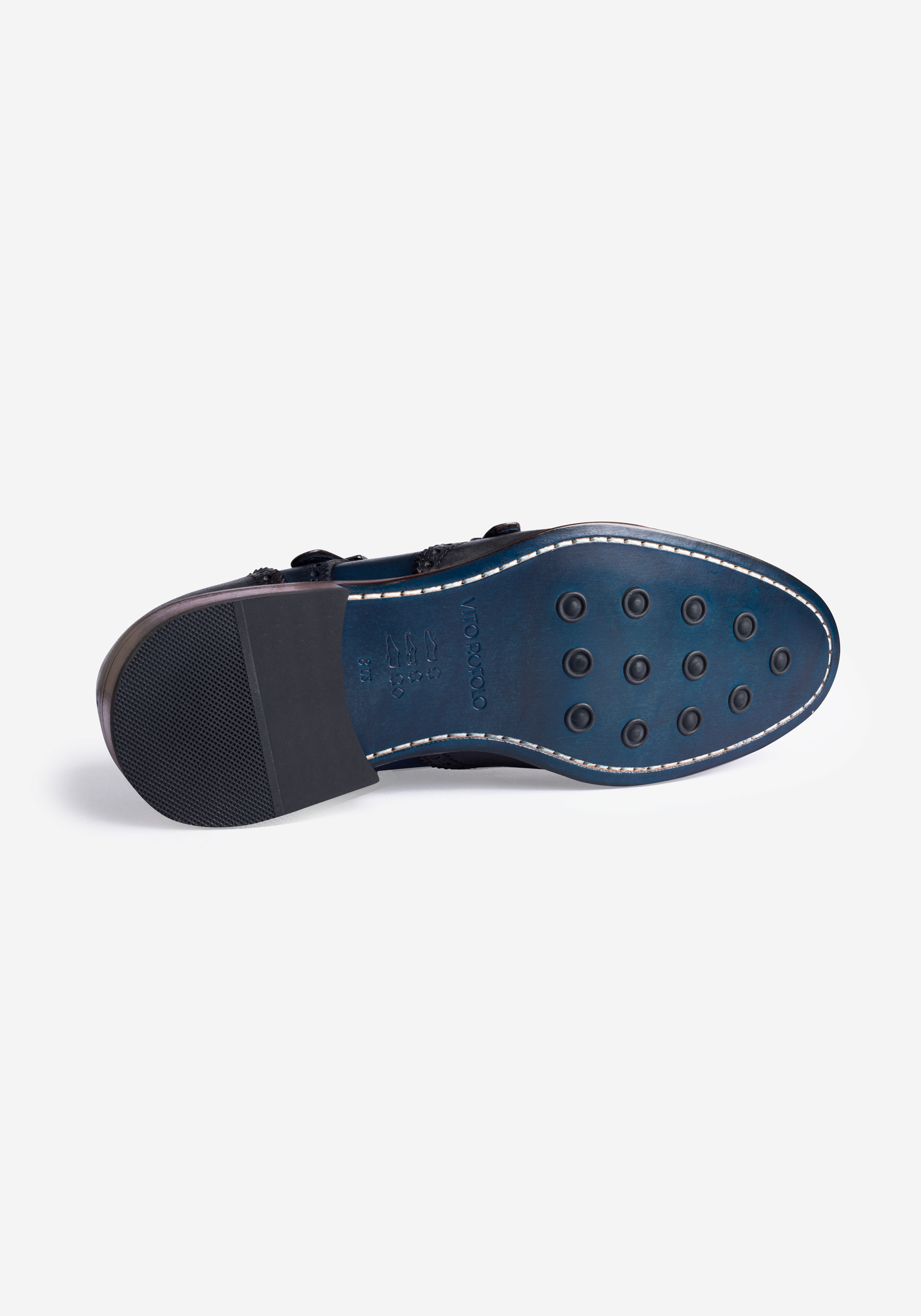 Harbor Navy Calf-Skin Leather Double-Buckle Shoes