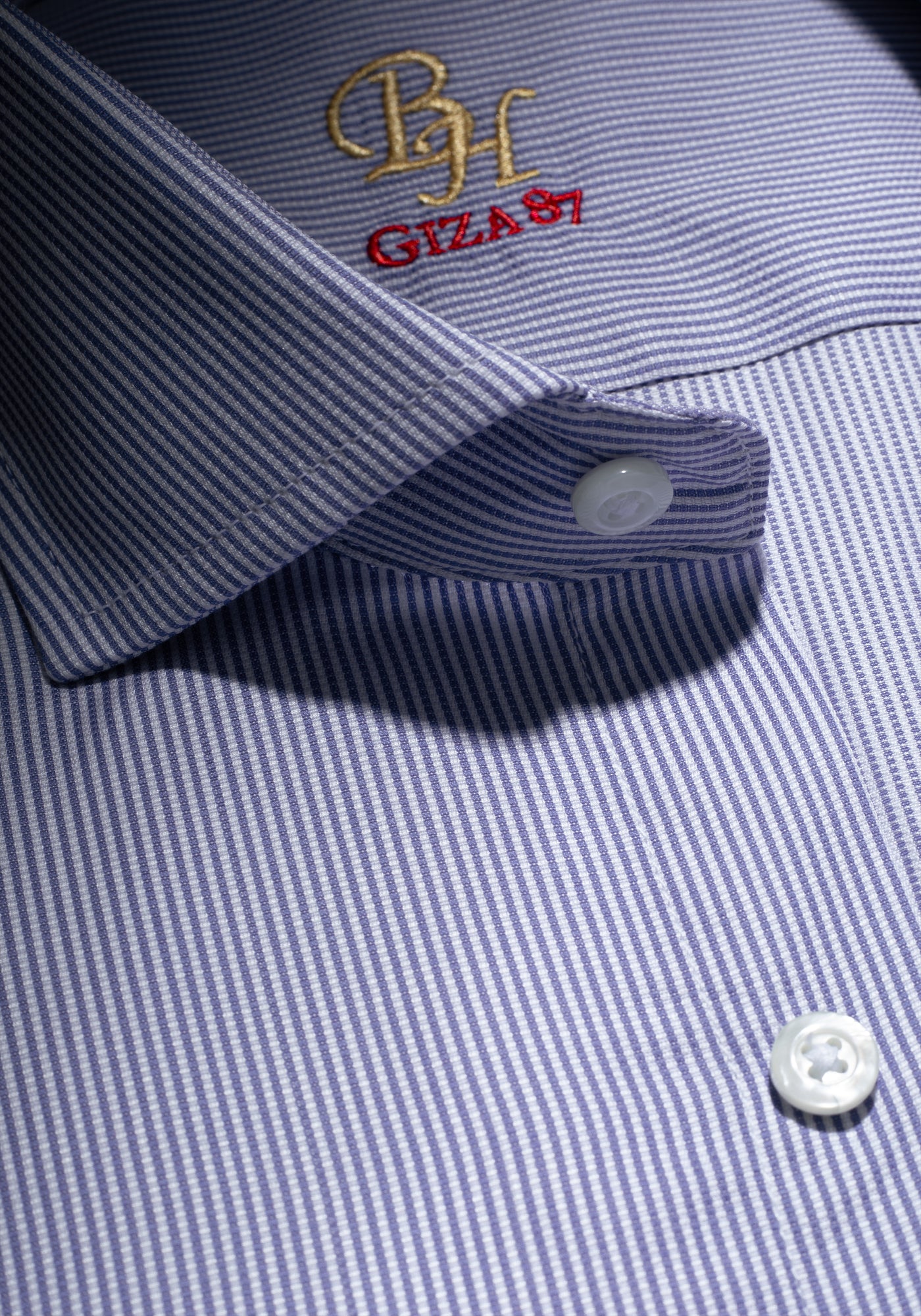 Giza 87 Cotton Harbor Blue Stripe Basket Weave Shirt