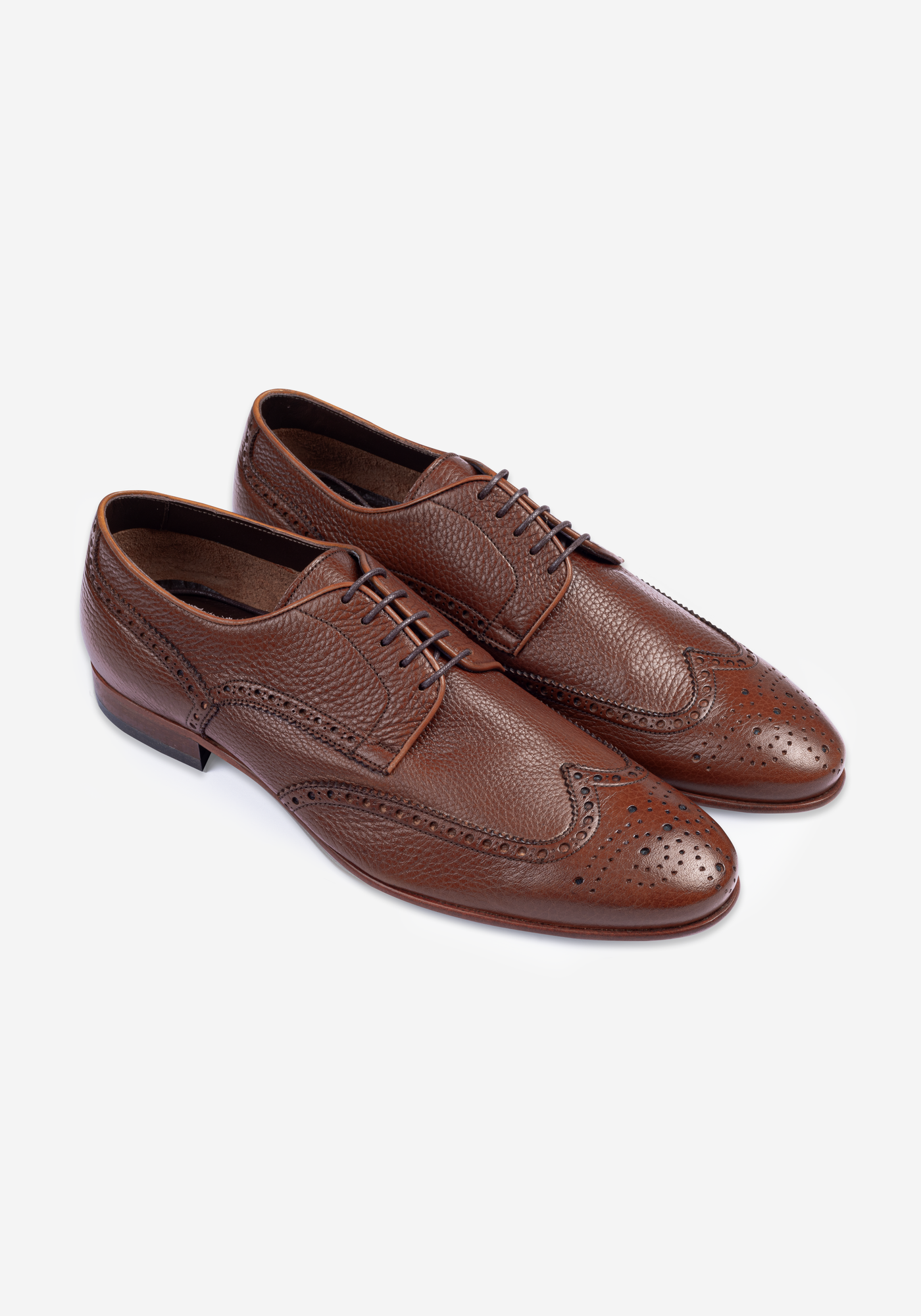 Earthy Brown Calf-Skin Brogue Leather Lace-up