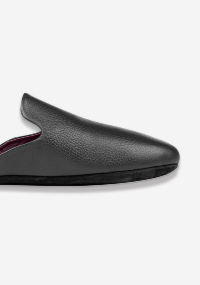 Raven Black Calf-Skin Leather English Slipper