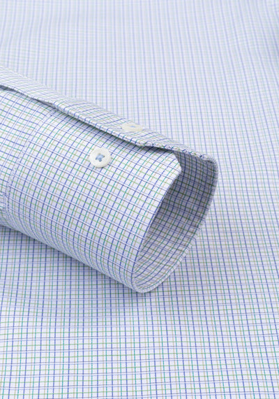 White Clear Blue Checked Twill Shirt