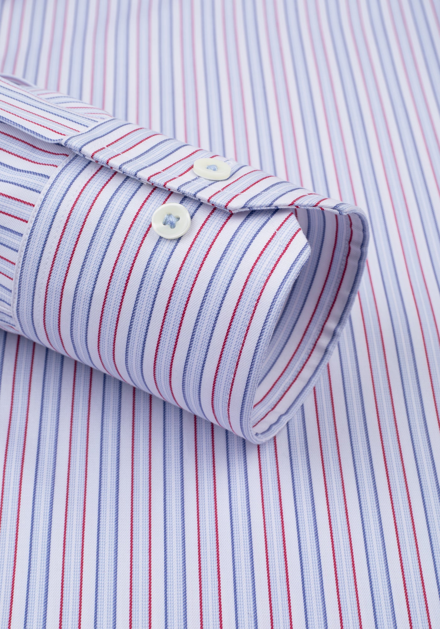 White Parti-Colored Stripe Twill Shirt