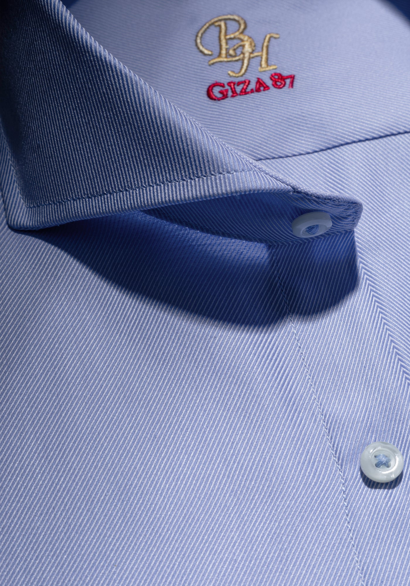 Giza 87 Cotton Soft Blue Stripe Fine Twill Shirt