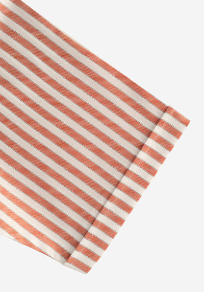 Solar Orange Stripe Two-Ply Oxford Shirt - Short Sleeve