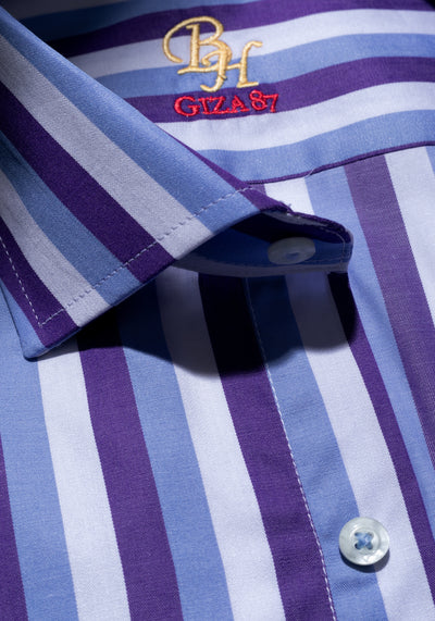 Giza 87 Cotton Parti-Colored Stripe Fine Twill Shirt